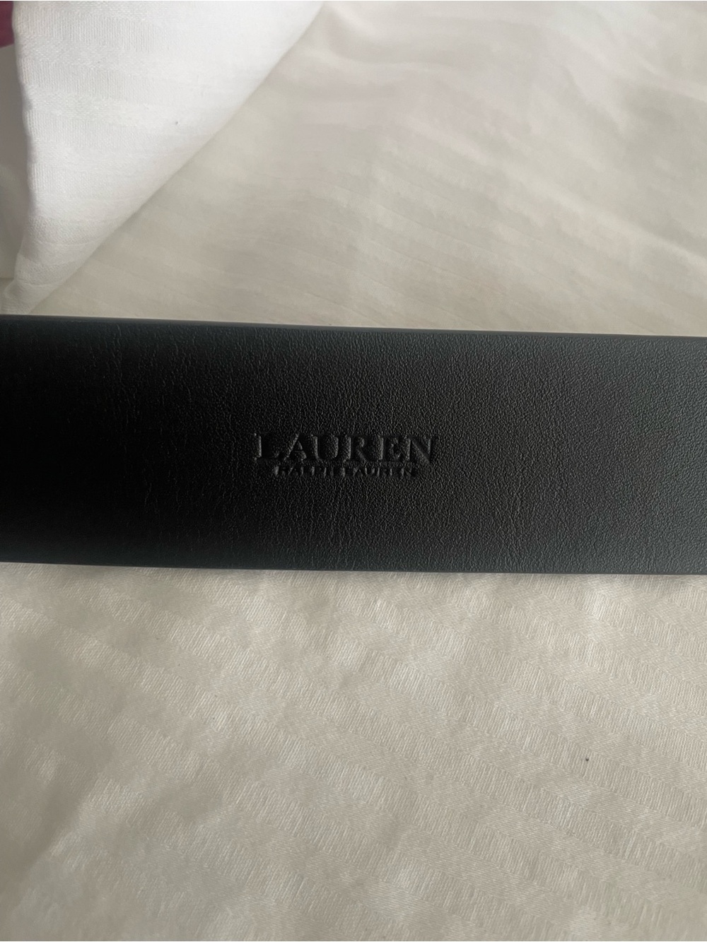 Ralph Lauren Black Leather Belt with Gold Anchor RL Plaque Buckle - Picture 3 of 6